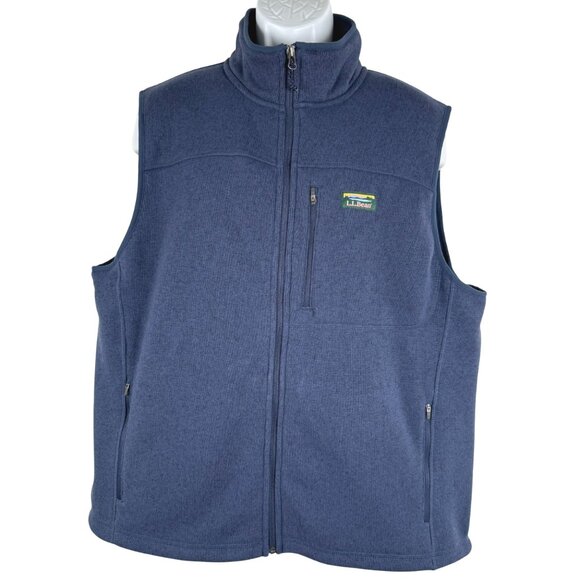L.L. Bean Bean's Sweater Fleece Vest Mens XL Blue Full Zip Outdoor CJ-2200 - Picture 1 of 7